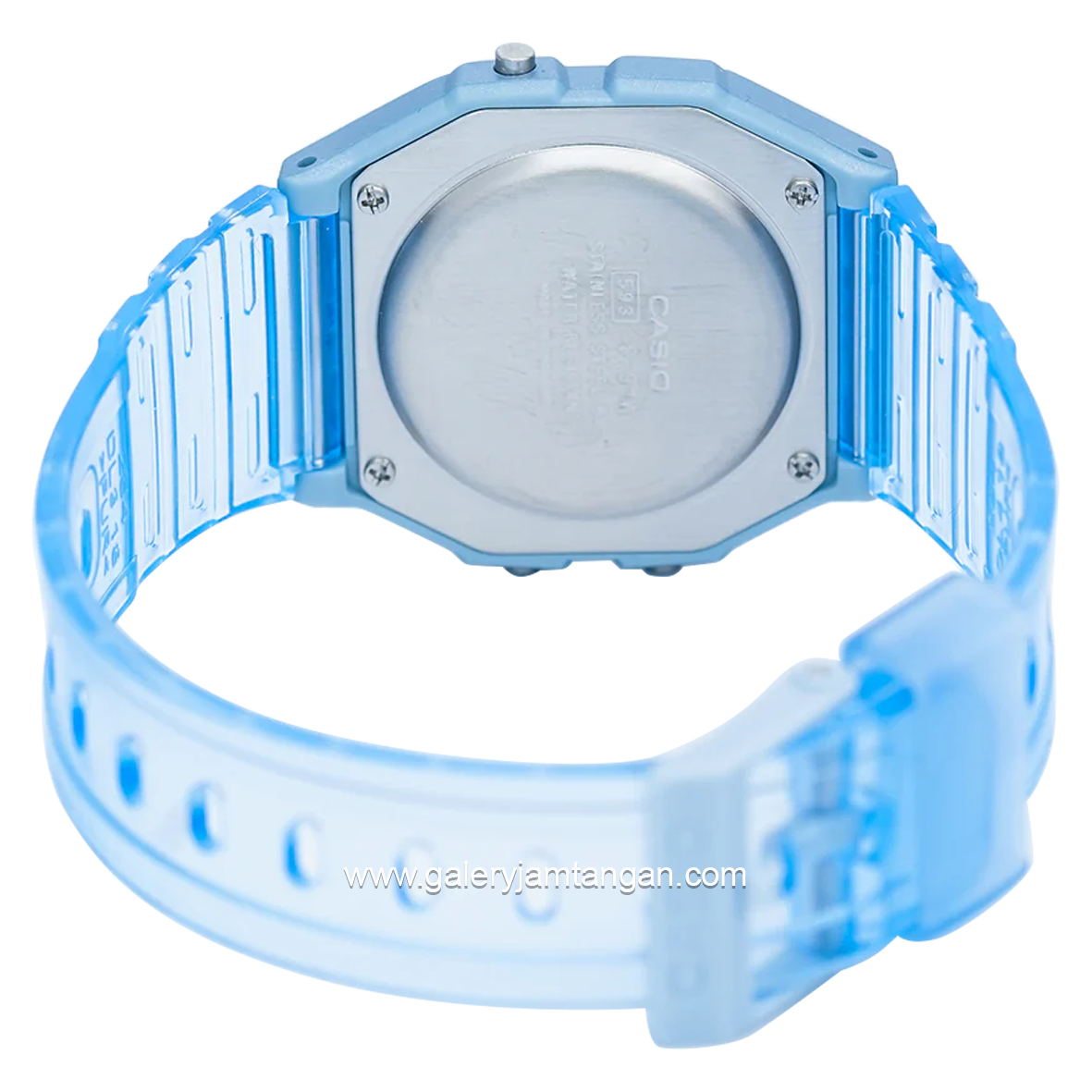 CASIO General F-91WS-2DF Youth Digital Blue Clear Rubber Strap