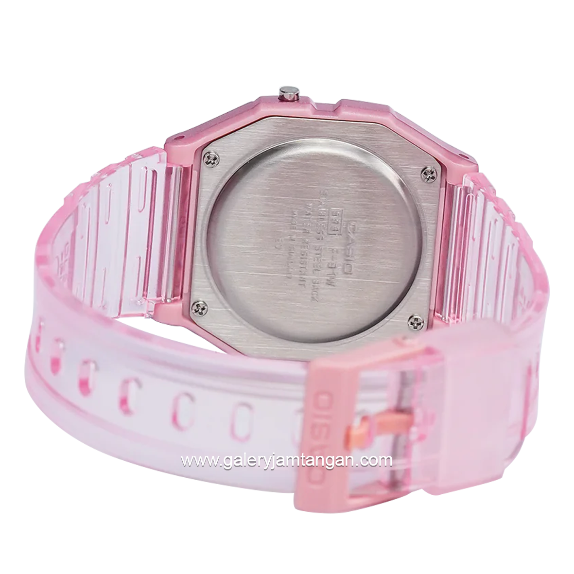 CASIO General F-91WS-4DF Youth Digital Pink Clear Rubber Strap