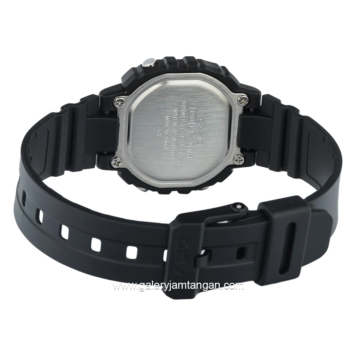 CASIO General LA 20WH 1BDF Black Digital Rubber Strap
