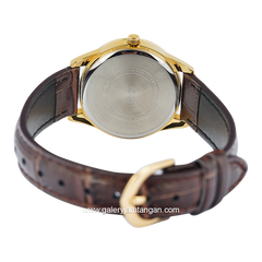 CASIO GENERAL LTP-V006GL-7BUDF Brown Dial White Leather Strap