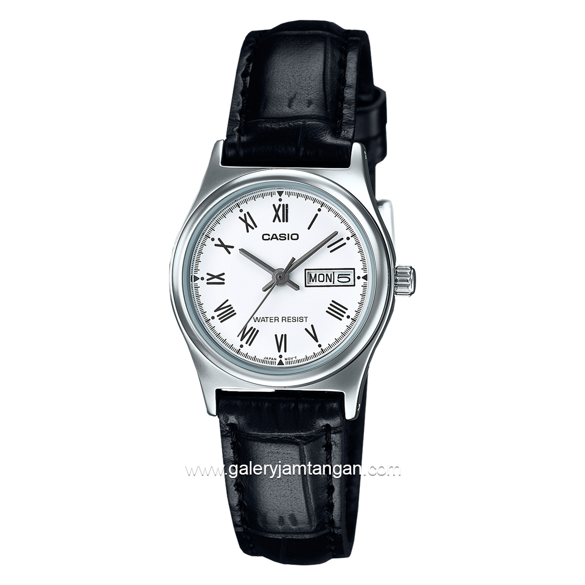 CASIO General LTP-V006L-7BUDF Black Silver Leather Strap