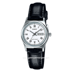 CASIO General LTP-V006L-7BUDF Black Silver Leather Strap