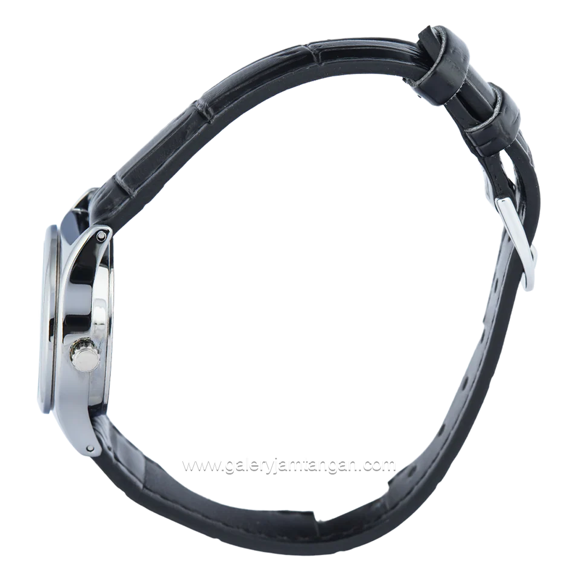 CASIO LTP-V006L-1B2UDF Black Silver Dial Black Leather Strap