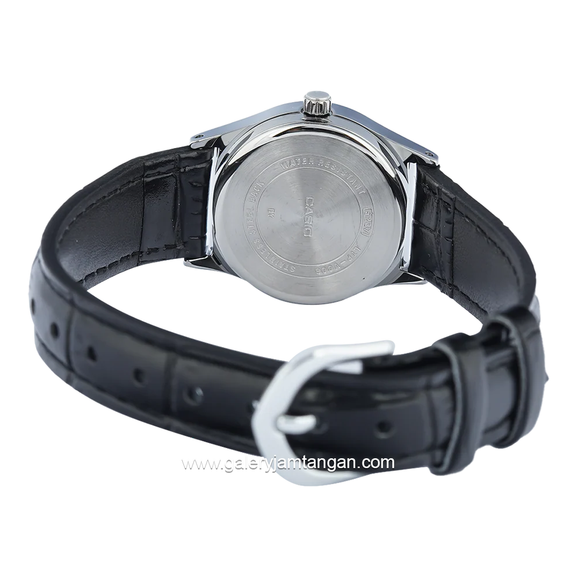 CASIO LTP-V006L-1B2UDF Black Silver Dial Black Leather Strap