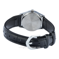 CASIO LTP-V006L-1B2UDF Black Silver Dial Black Leather Strap