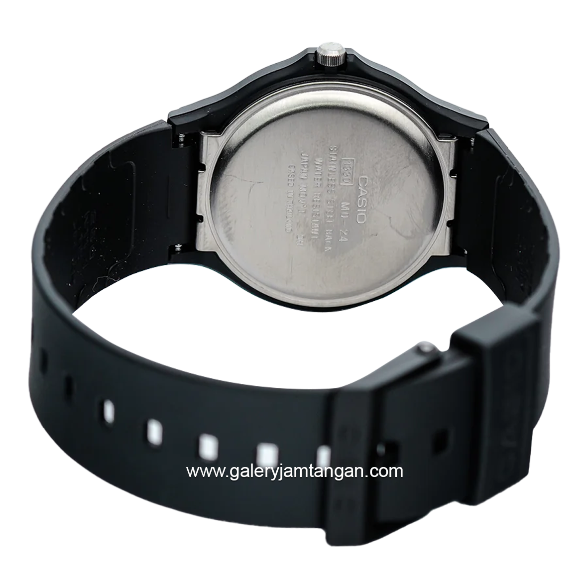 CASIO General MQ-24-1BLDF Black Dial White Rubber Strap