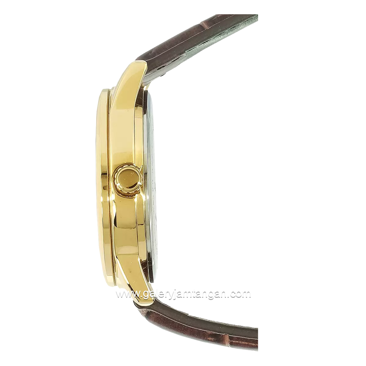 Casio General MTP-V002GL-1BUDF Brown Gold Dial Black Leather Strap