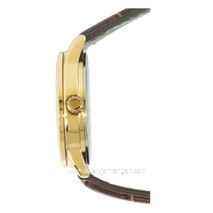 Casio General MTP-V002GL-1BUDF Brown Gold Dial Black Leather Strap