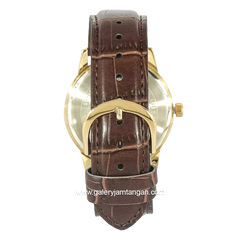 Casio General MTP-V002GL-1BUDF Brown Gold Dial Black Leather Strap