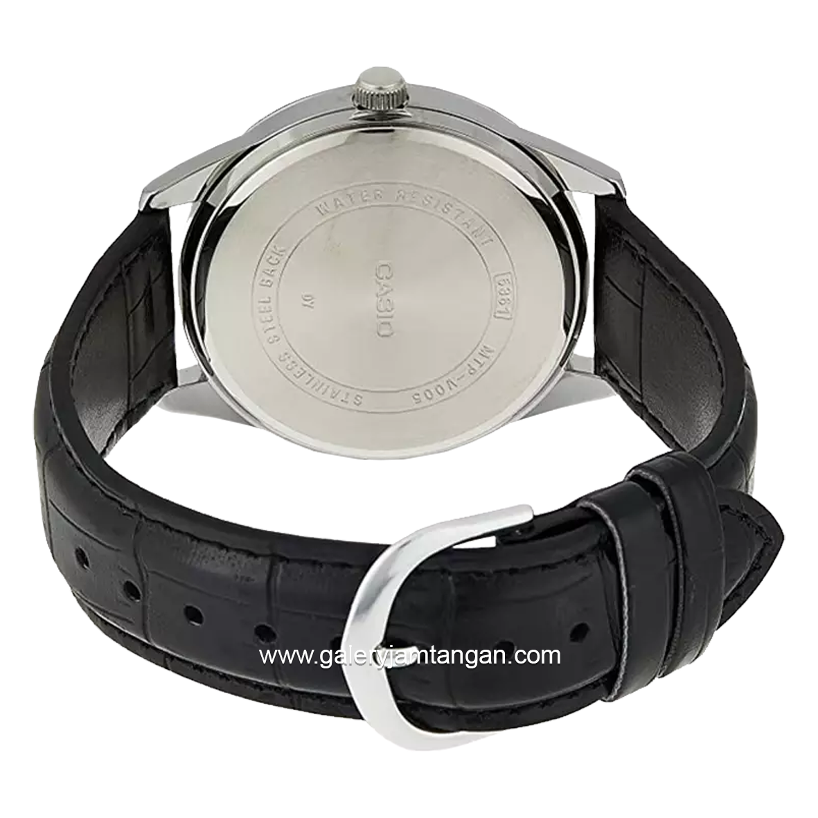 CASIO General MTP-V005L-7BUDF Black Silver Dial Black Leather Strap