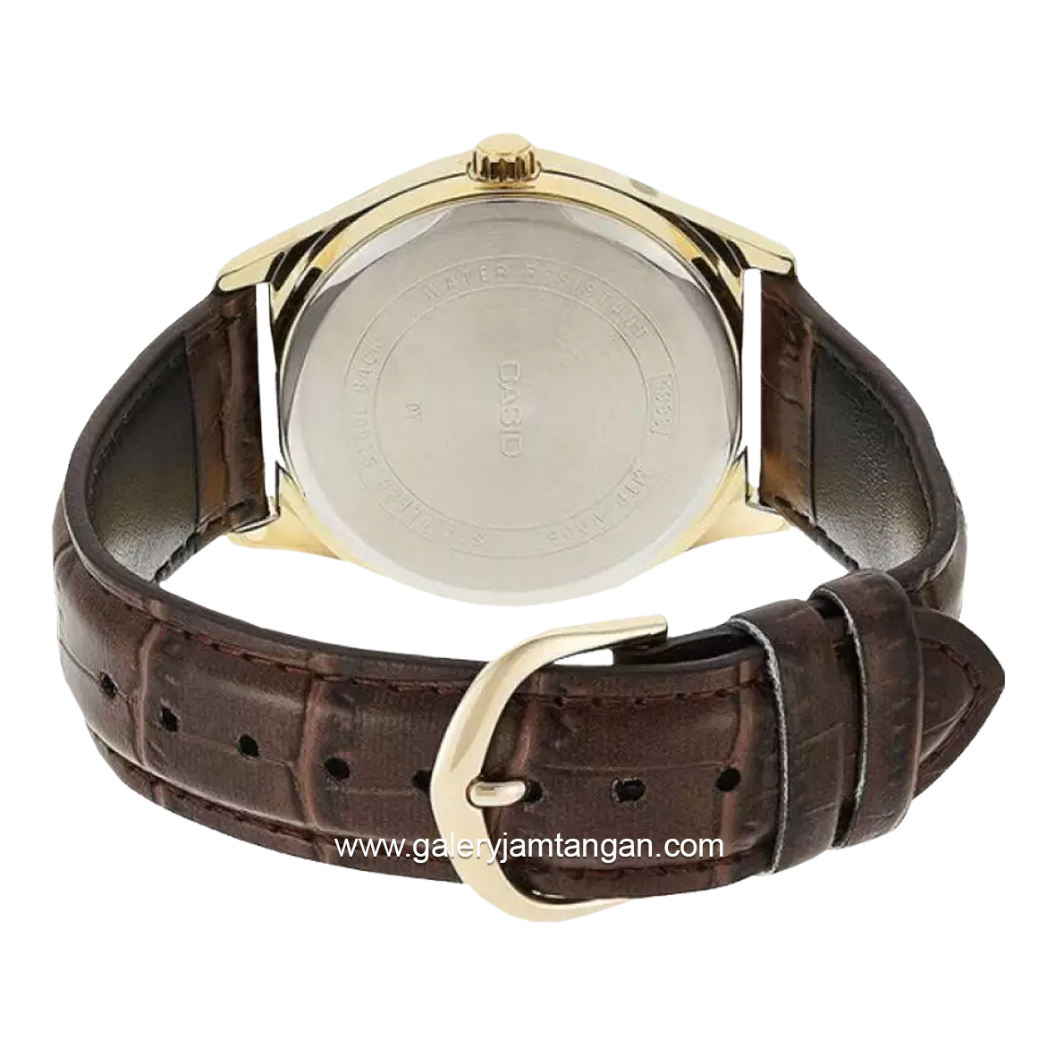 Casio General MTP-V006GL-7BUDF Brown Gold Dial White Leather Strap