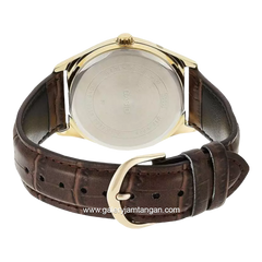 Casio General MTP-V006GL-7BUDF Brown Gold Dial White Leather Strap