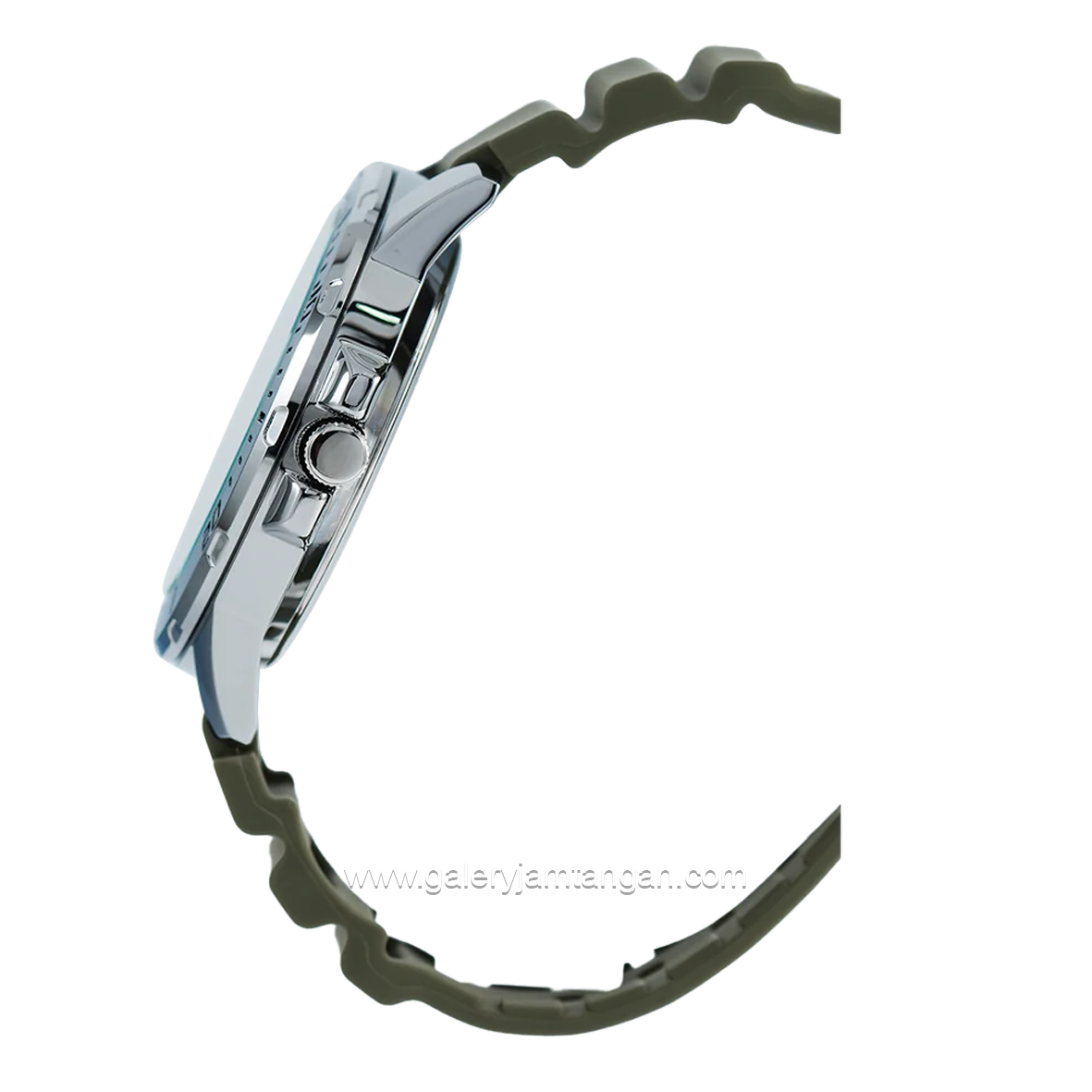 CASIO MTP-VD01-3EVUDF Green Silver Dial Black Rubber Strap