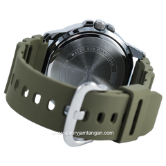 CASIO MTP-VD01-3EVUDF Green Silver Dial Black Rubber Strap