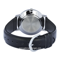 CASIO MTP-VT01L-1B2UDF Black Silver Leather Strap