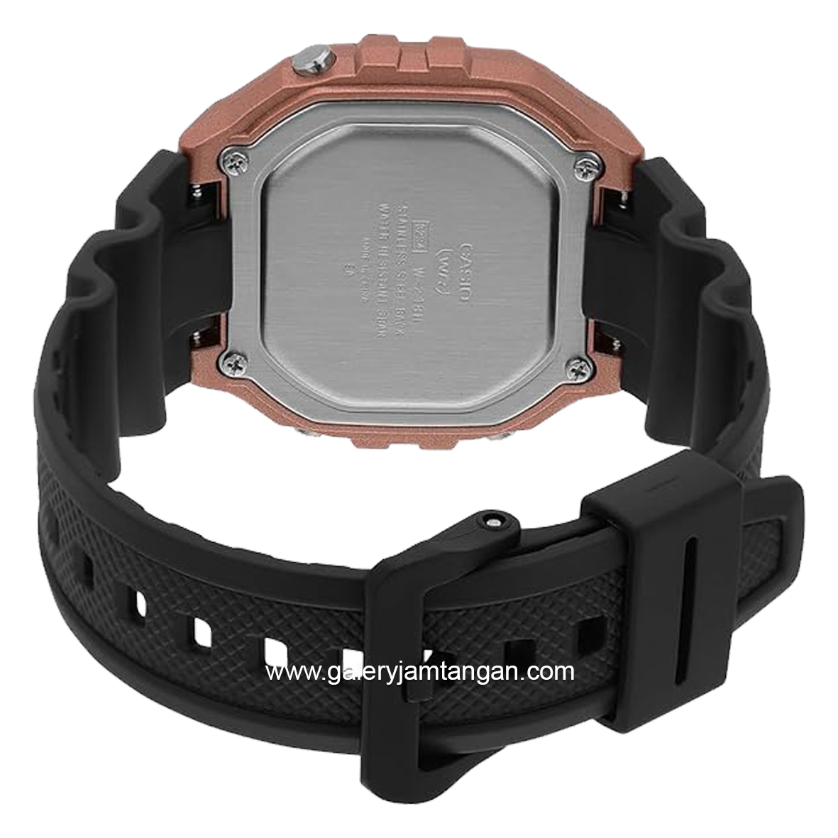 CASIO W-218HM-5BVDF Black Rosegold Resin Strap