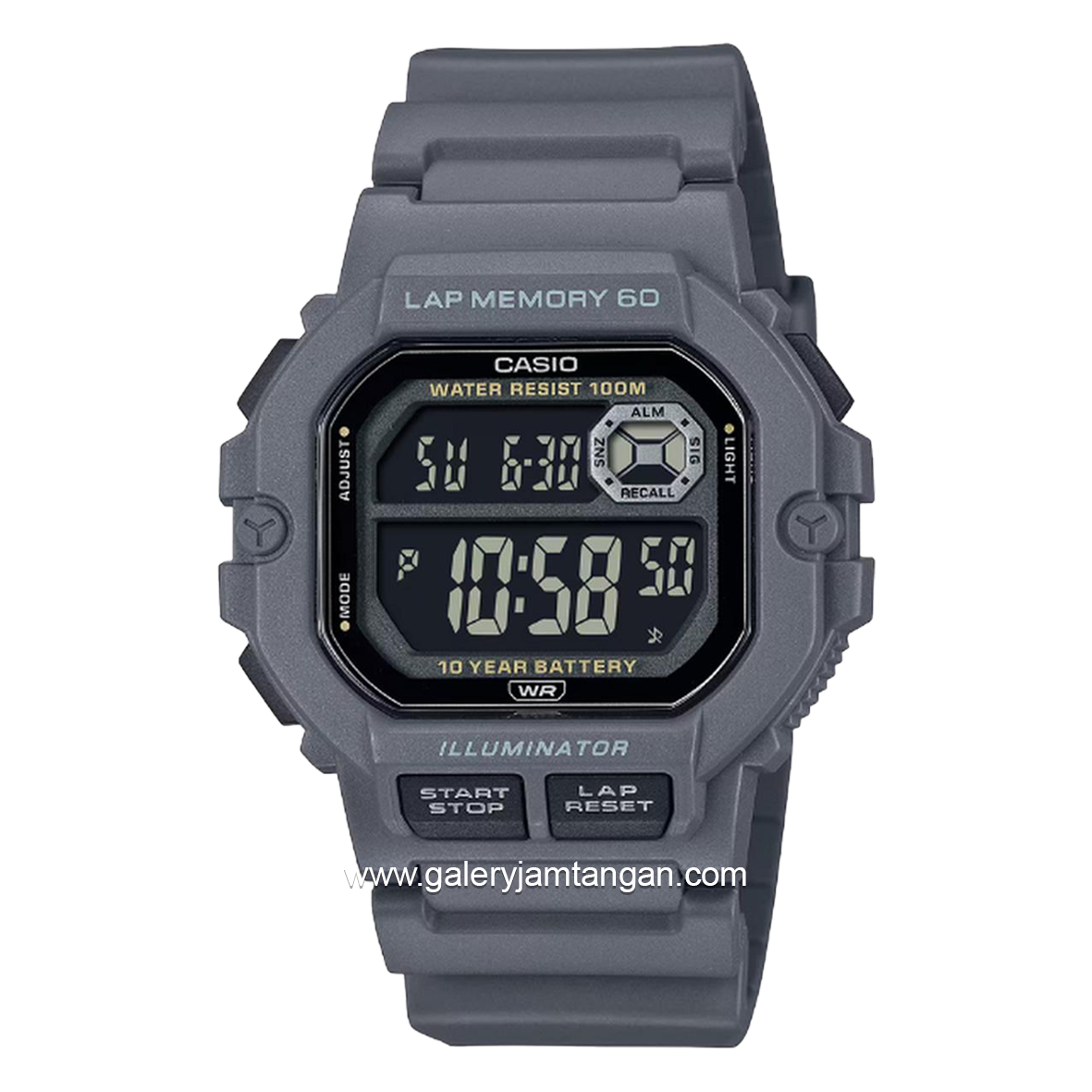 CASIO General WS-1400H-8BVDF Digital Gray Resin Strap