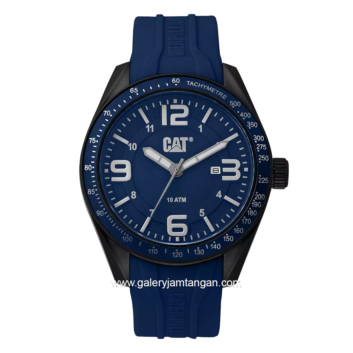 CATERPILLAR LQ.161.26.632 Navy Hour Marker White Rubber Strap