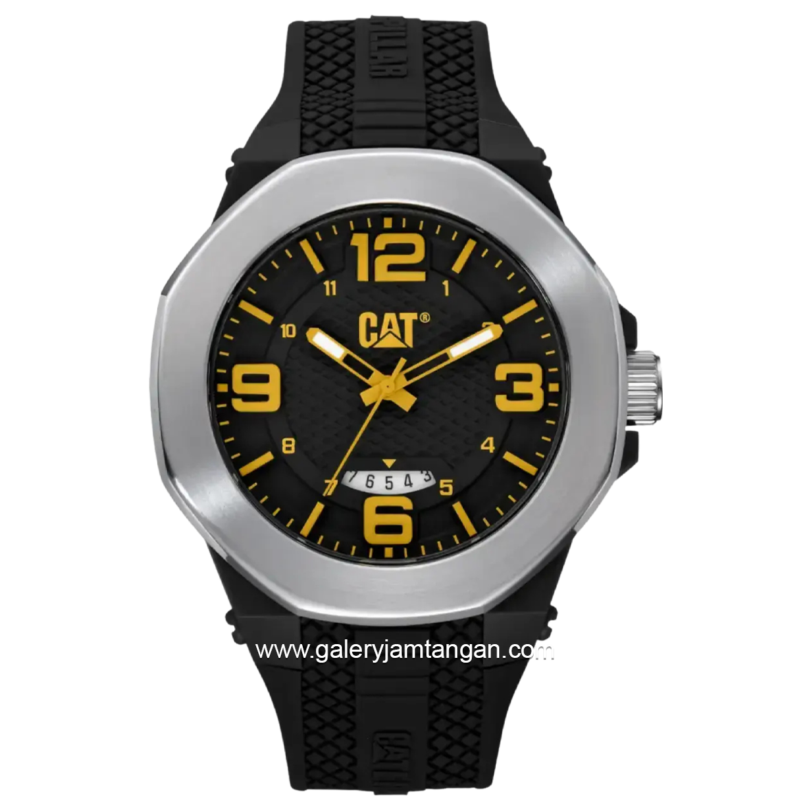 CATERPILLAR LT.141.21.137 Black Silver Rubber Strap