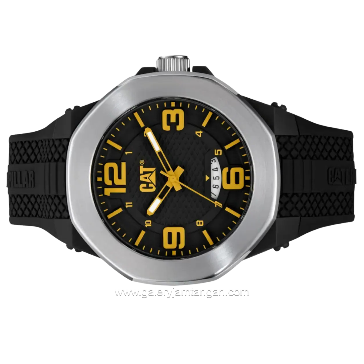 CATERPILLAR LT.141.21.137 Black Silver Rubber Strap