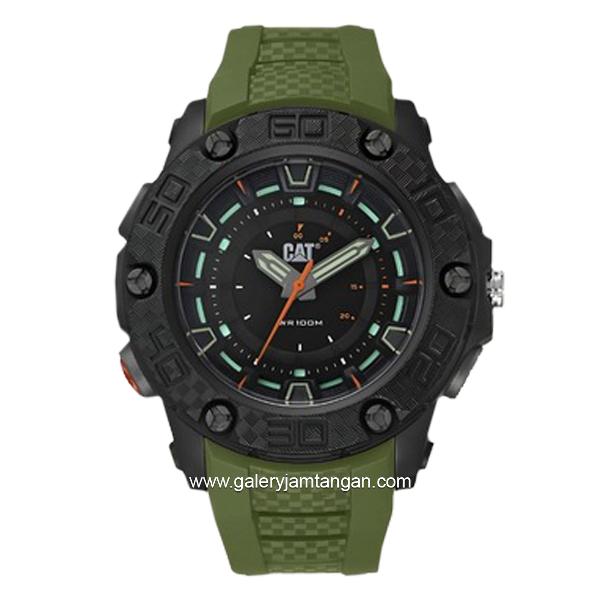 CATERPILLAR LU.160.23.128 Green Dial Black Rubber Strap