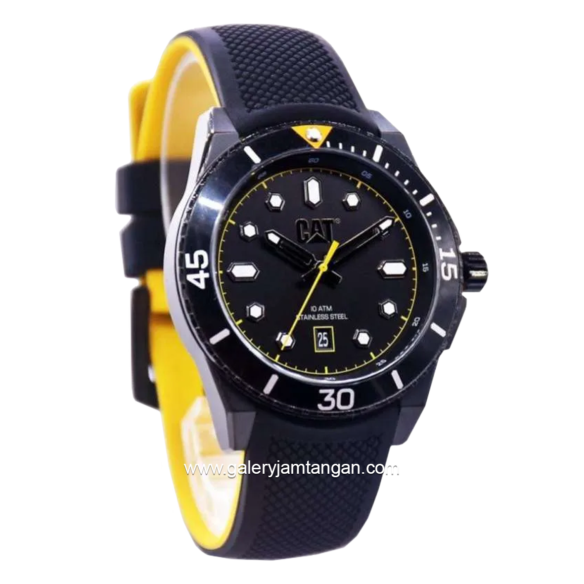 CATERPILLAR QC.161.21.121 Black Hour Marker White Rubber Strap