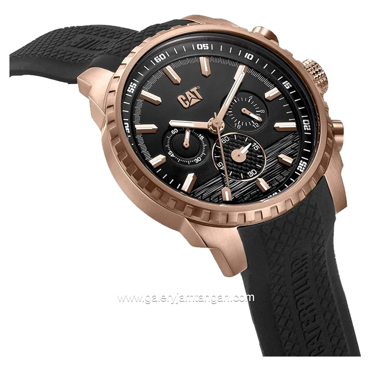 CATERPILLAR AE.193.21.139 Black Rosegold Rubber Strap