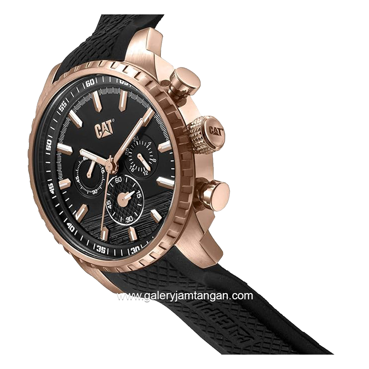 CATERPILLAR AE.193.21.139 Black Rosegold Rubber Strap