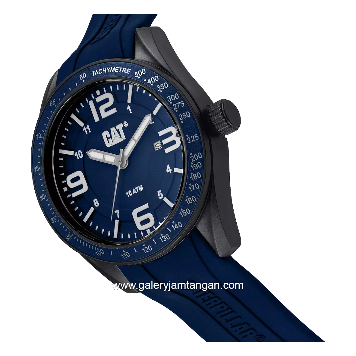 CATERPILLAR LQ.161.26.632 Navy Hour Marker White Rubber Strap