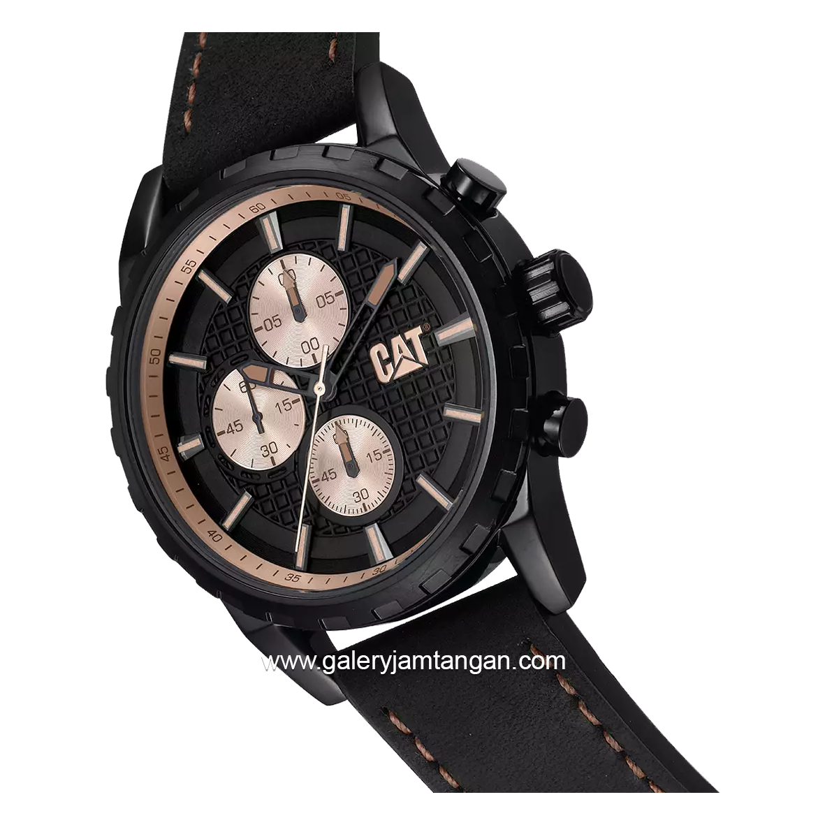 CATERPILLAR NR.163.34.129 Black Rosegold Leather Strap