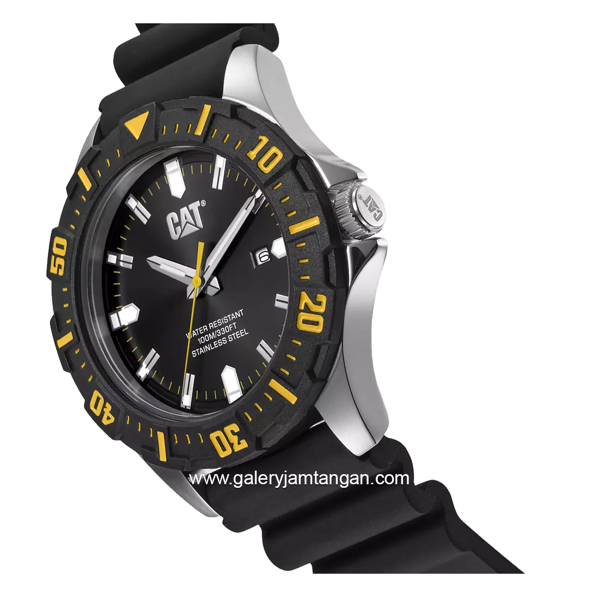 CATERPILLAR PZ.141.21.121 Black Silver Rubber Strap