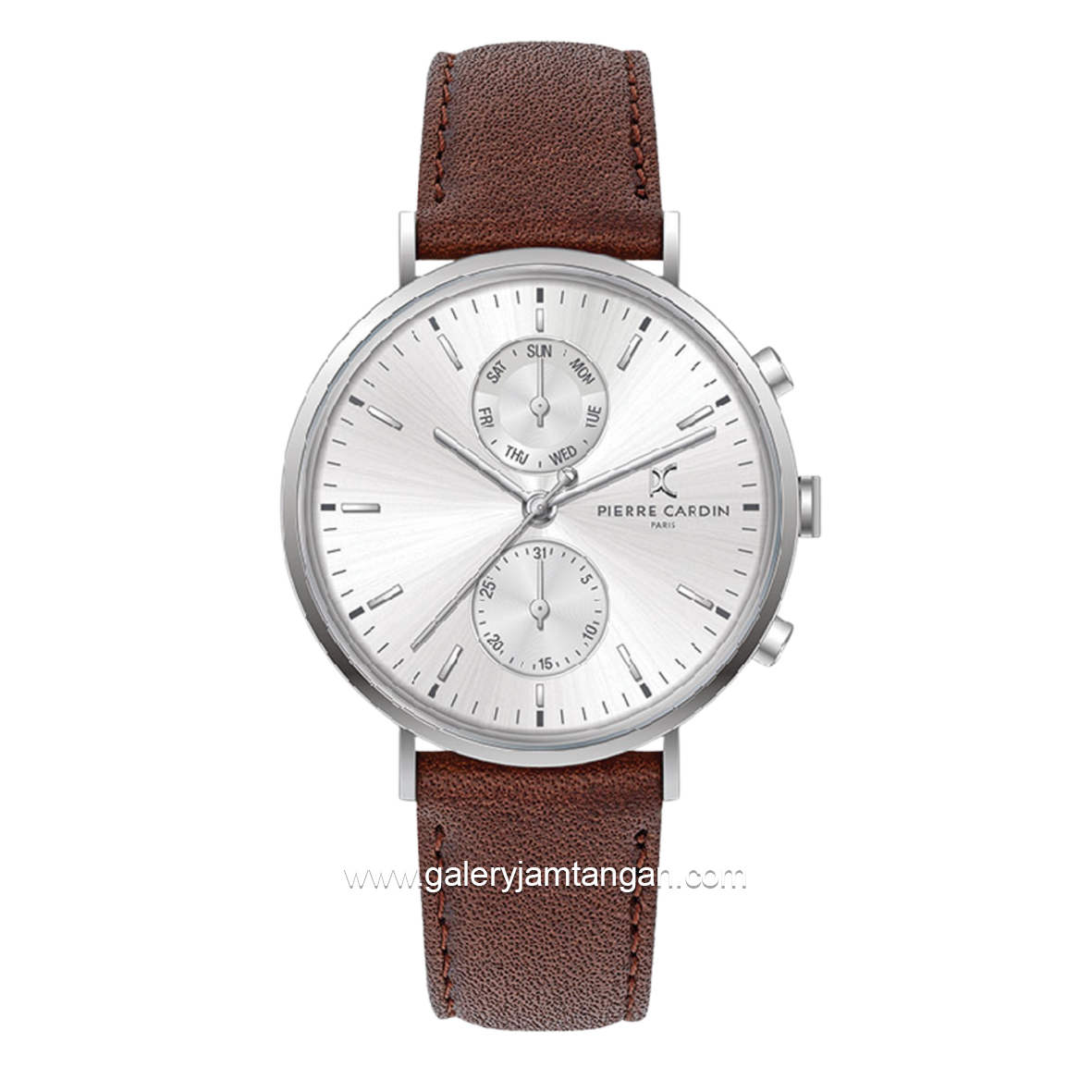 PIERRE CARDIN BONNA NOUVELLE CBN.3057 Brown Dial White Leather Strap