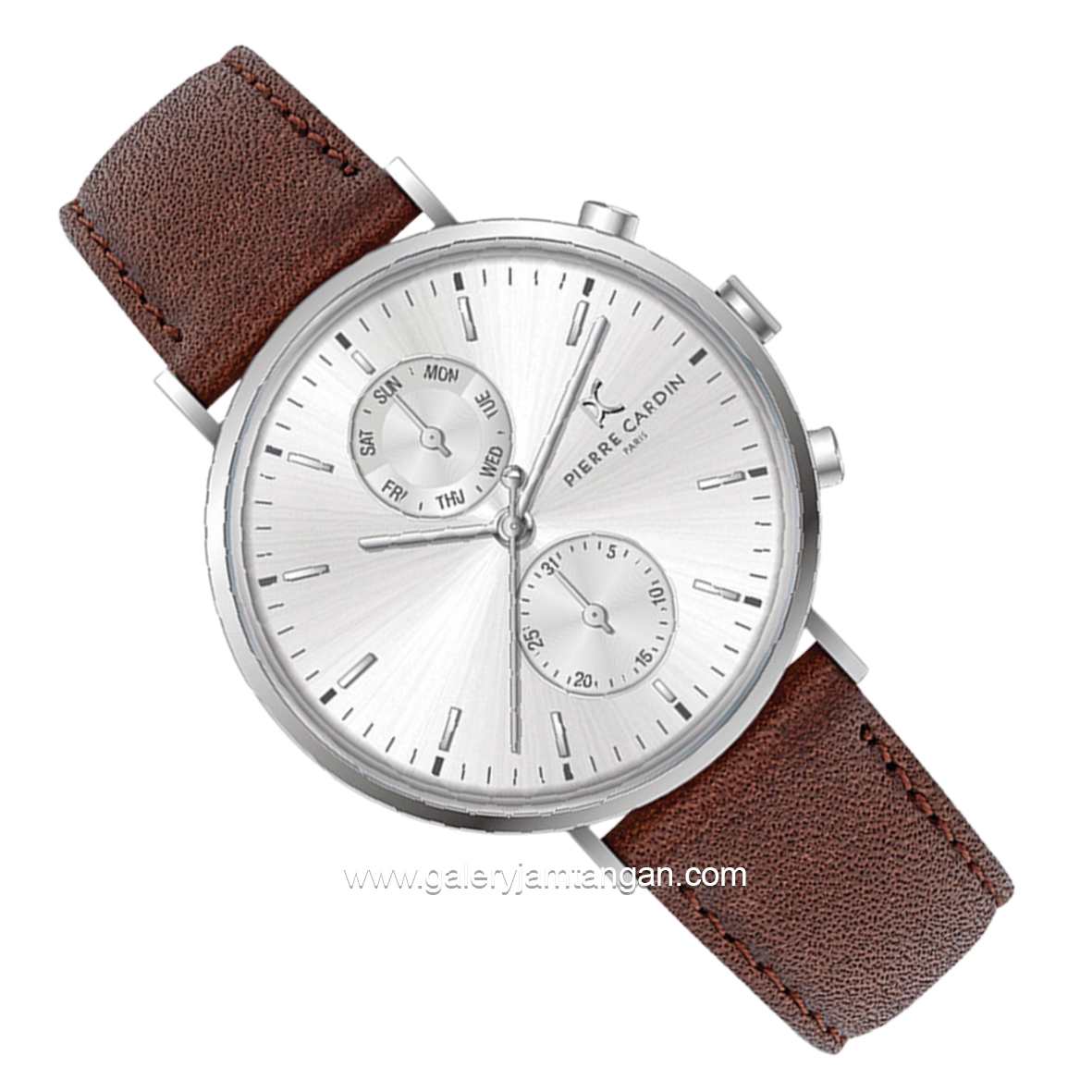 PIERRE CARDIN BONNA NOUVELLE CBN.3057 Brown Dial White Leather Strap