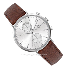 PIERRE CARDIN BONNA NOUVELLE CBN.3057 Brown Dial White Leather Strap