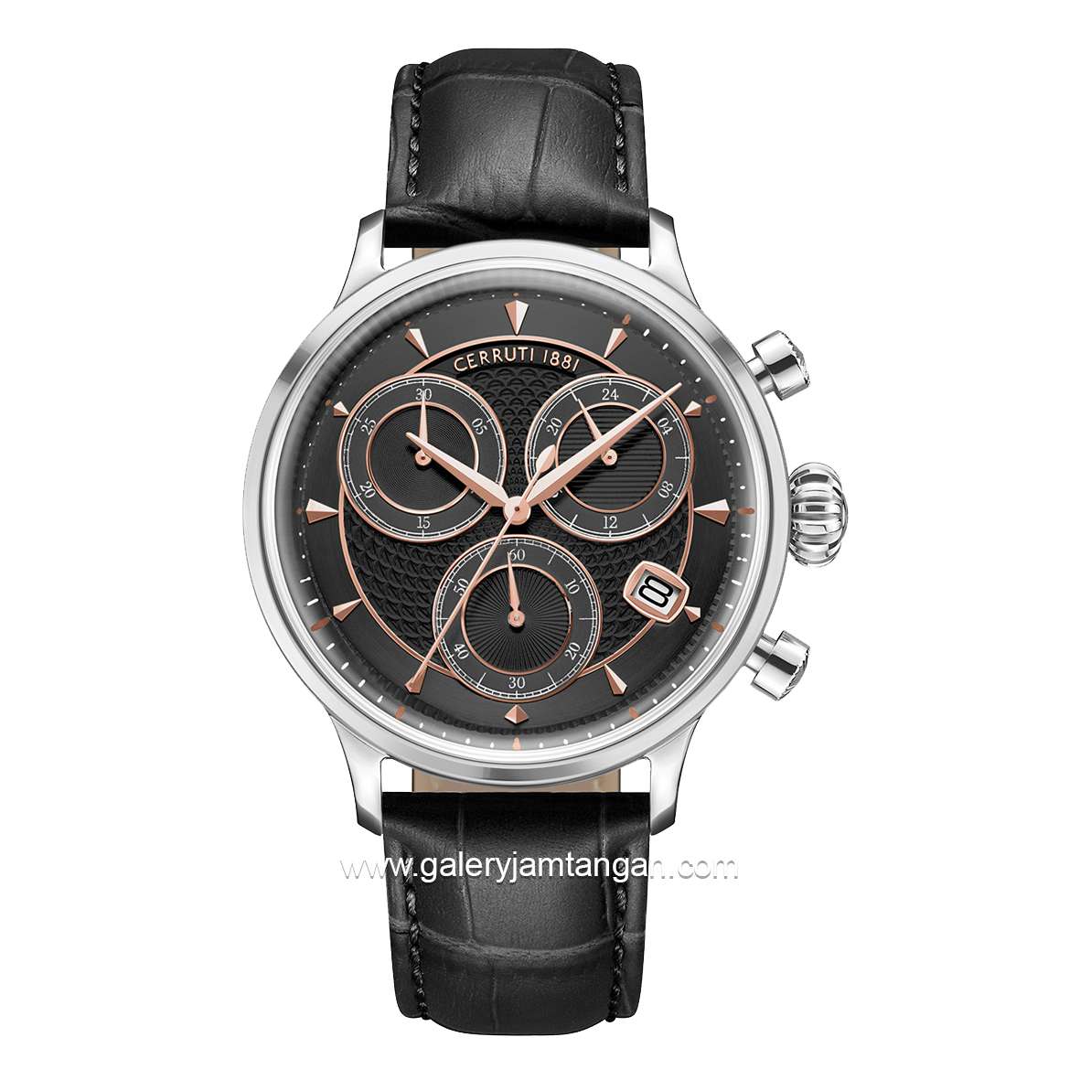 CERRUTI 1881 DERVIO CIWGC0073301 Watch Men's Black Silver Leather Strap