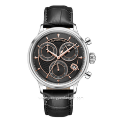 CERRUTI 1881 DERVIO CIWGC0073301 Watch Men's Black Silver Leather Strap