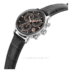 CERRUTI 1881 DERVIO CIWGC0073301 Watch Men's Black Silver Leather Strap