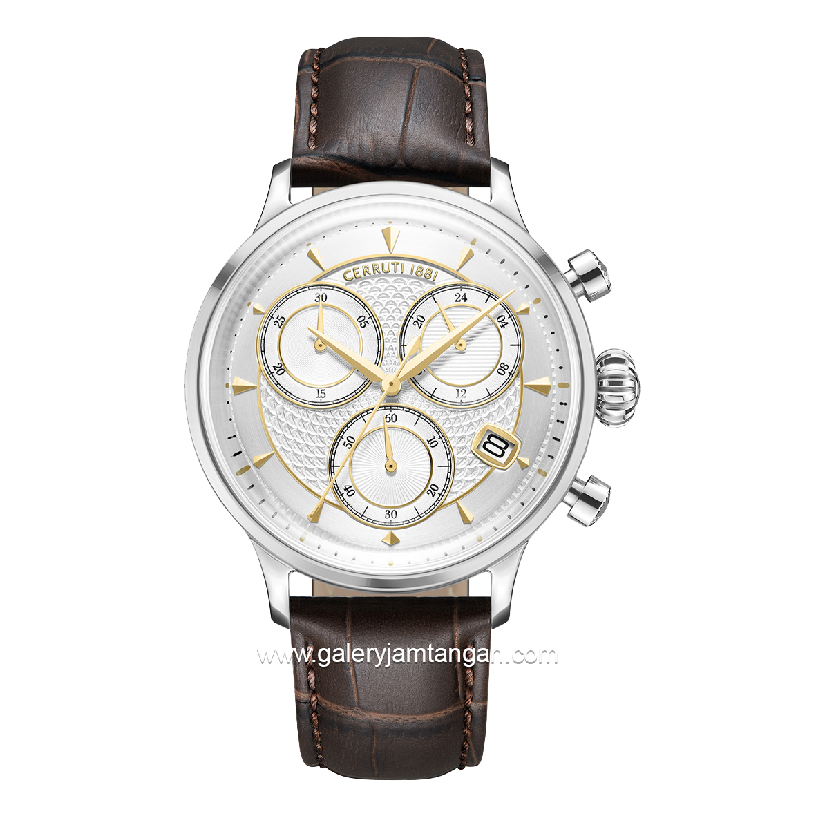 CERRUTI 1881 DERVIO CIWGC0073302 Watch Men's Chronograph Brown Dial White Leather Strap