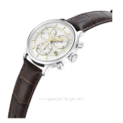 CERRUTI 1881 DERVIO CIWGC0073302 Watch Men's Chronograph Brown Dial White Leather Strap