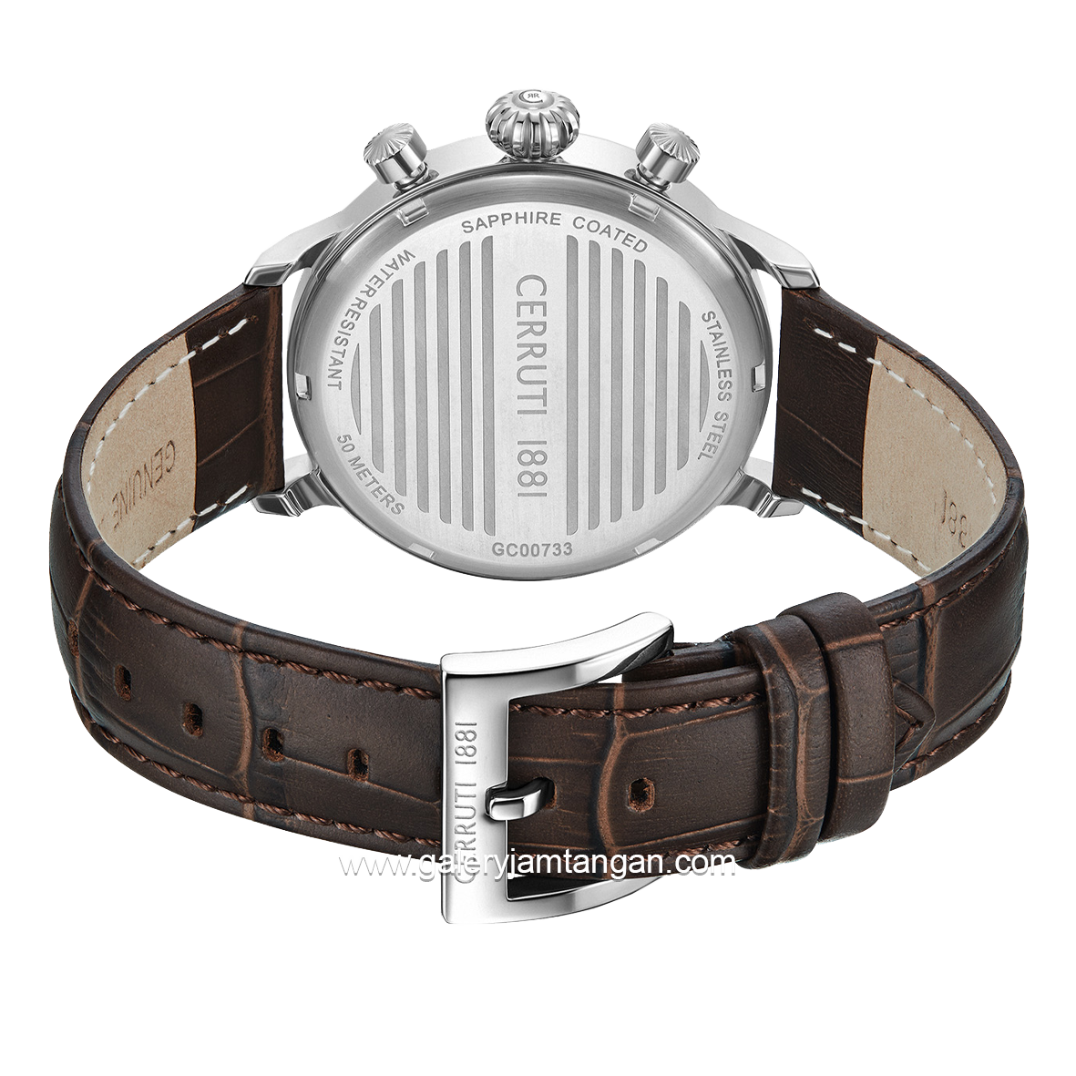 CERRUTI 1881 DERVIO CIWGC0073302 Watch Men's Chronograph Brown Dial White Leather Strap
