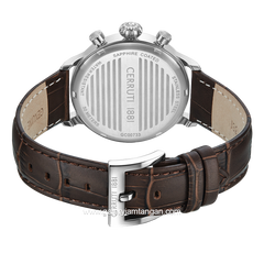 CERRUTI 1881 DERVIO CIWGC0073302 Watch Men's Chronograph Brown Dial White Leather Strap