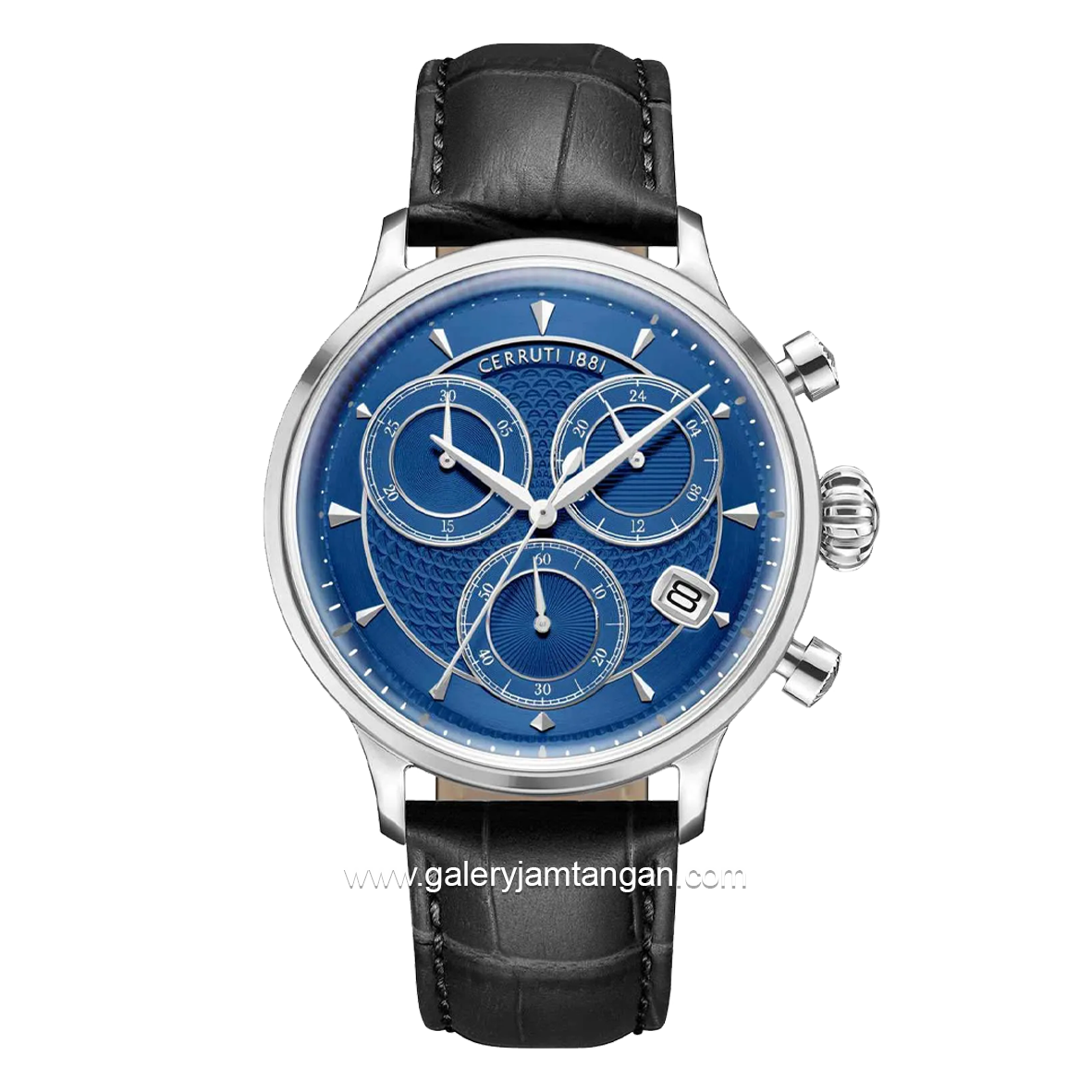 CERRUTI 1881 DERVIO CIWGC0073303 Black Silver Dial Blue Leather Strap