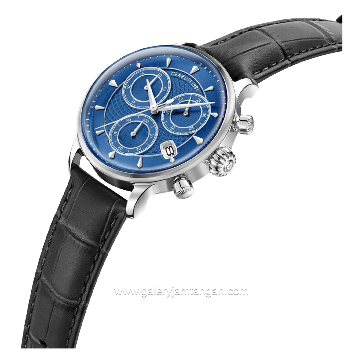 CERRUTI 1881 DERVIO CIWGC0073303 Black Silver Dial Blue Leather Strap
