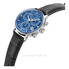 CERRUTI 1881 DERVIO CIWGC0073303 Black Silver Dial Blue Leather Strap
