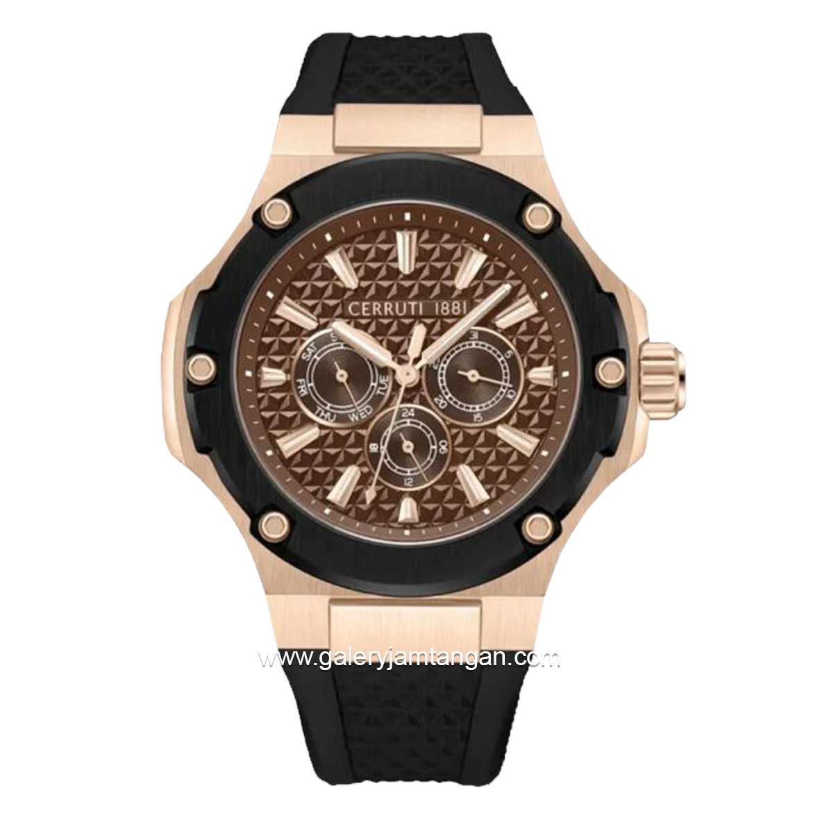CERRUTI 1881 CIWGQ0018703 Watch Men's Black Dial Brown Silicone Strap