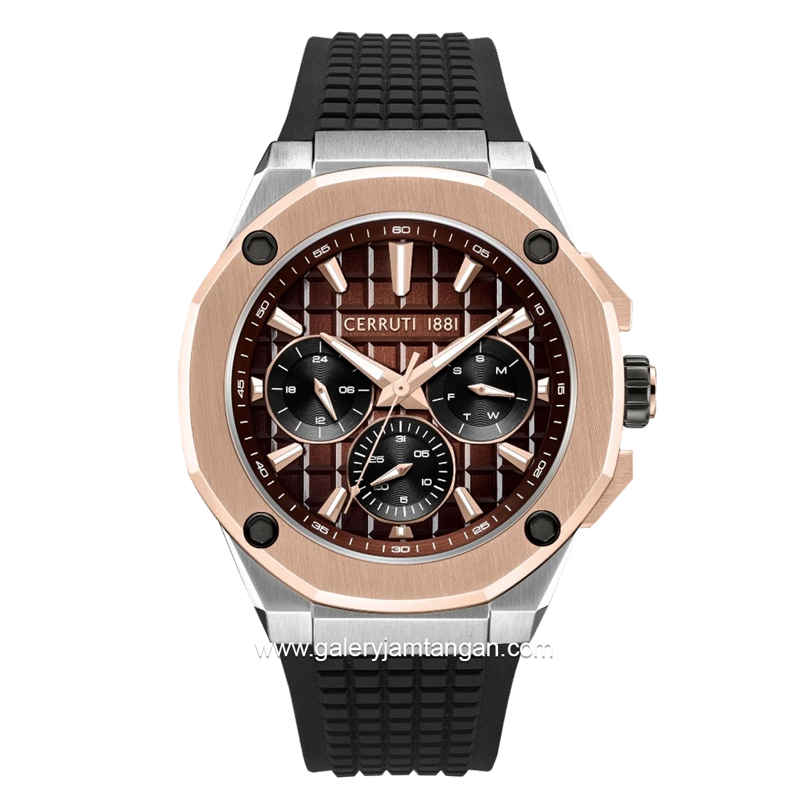 CERRUTI 1881 GENTZ RAZZUOLO CIWGQ0073404 Watch Men's Black Dial Brown Silicone Strap