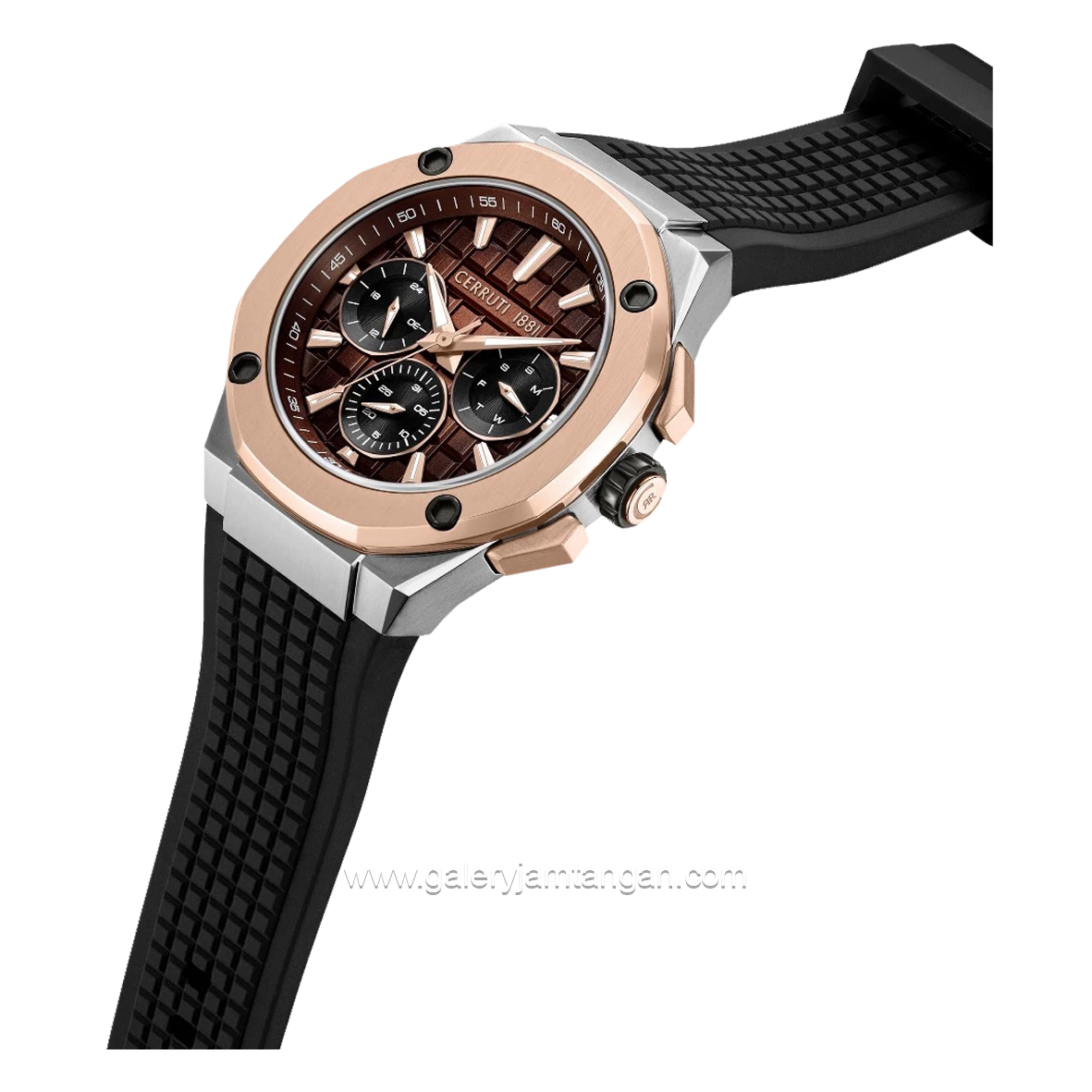 CERRUTI 1881 GENTZ RAZZUOLO CIWGQ0073404 Watch Men's Black Dial Brown Silicone Strap