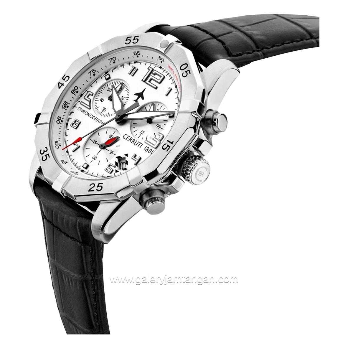 CERRUTI 1881 MANCIANO CIWGC2224406 Watch Men's Black Silver Dial White Leather Chronograph