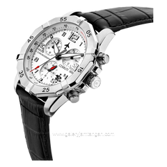 CERRUTI 1881 MANCIANO CIWGC2224406 Watch Men's Black Silver Dial White Leather Chronograph
