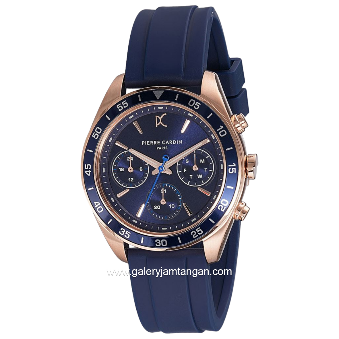 PIERRE CARDIN NATION CRISTAL CF.1004.PD.2 Blue Rosegold Rubber Strap
